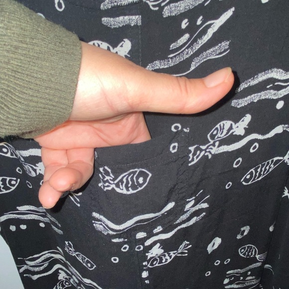 vintage 90s jennifer Moore black & white Fish print tank dress - Picture 7 of 7